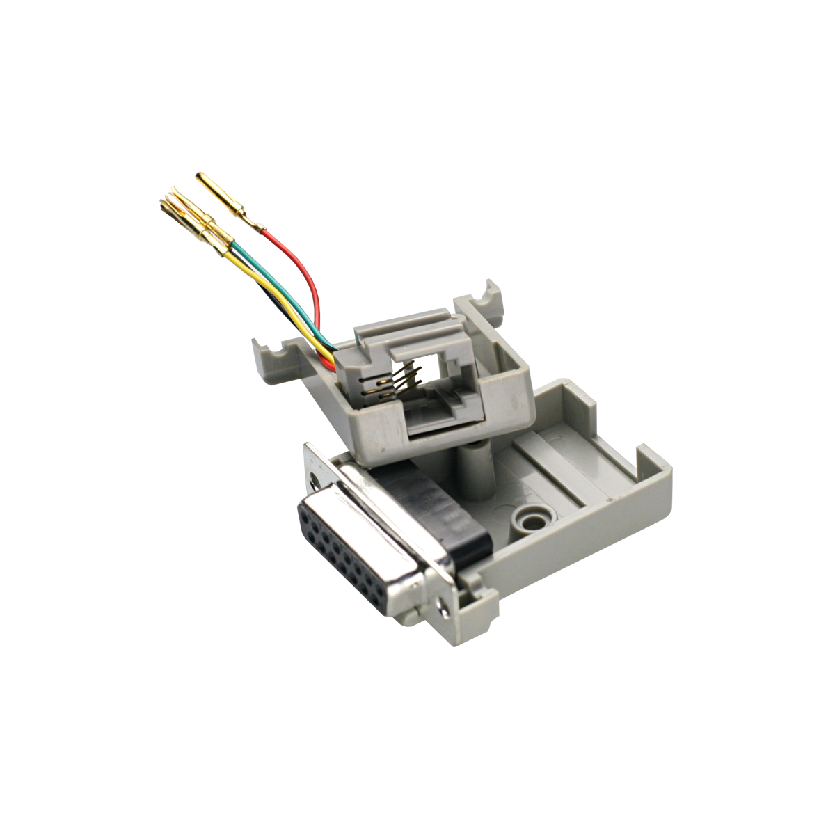 Mod. 1919/15. Adaptador subD hembra 15c a modular hembra RJ11 (6P4C)