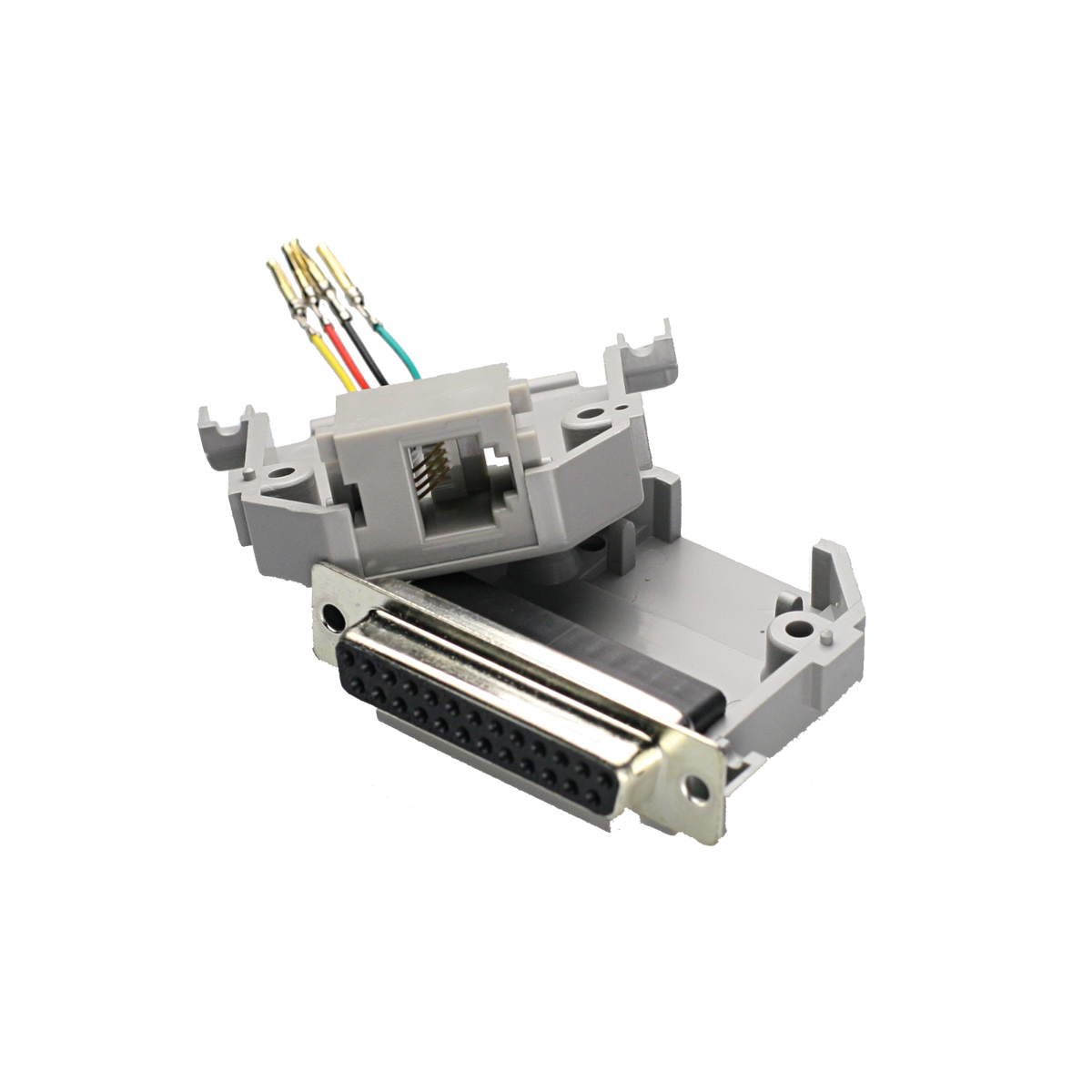 Mod. 1919/25. Adaptador subD hembra 25c a modular hembra RJ11 (6P4C)