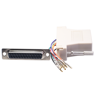 Mod. 1921/25. Adaptador subD hembra 25c a modular hembra RJ45 (8P8C)