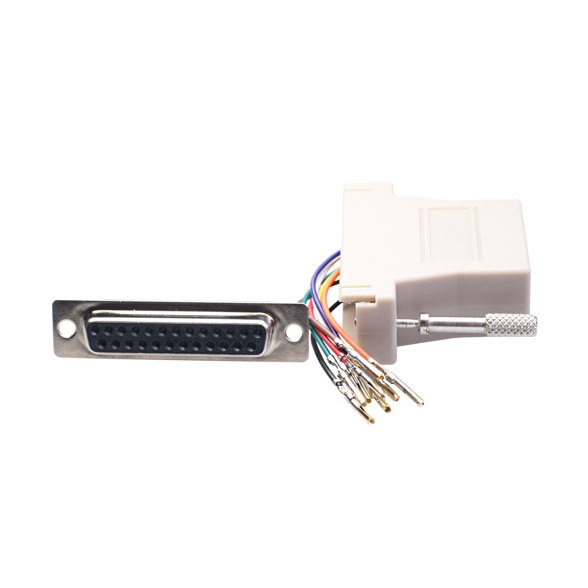 Mod. 1921/25. Adaptador subD hembra 25c a modular hembra RJ45 (8P8C)