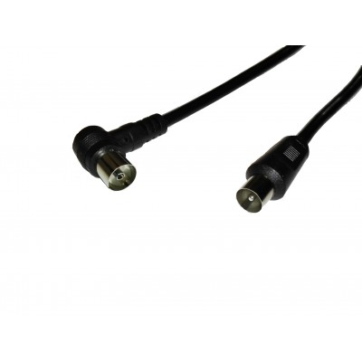 Mod. 1226.  Conexión antena TV macho a TV hembra acodada. 1m.
