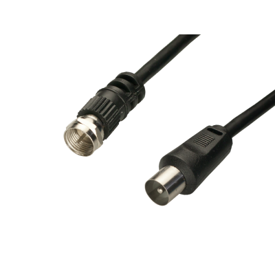 Mod. 1219-N. Conexión antena F macho a TV macho, negro. 1,5m.