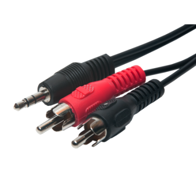 Mod. 1013. Conexión audio jack macho 3.5mm a 2 RCA macho. 1m.