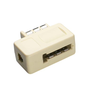 Mod. 1228. Adaptador modular francés macho y hembra a modular RJ12 (6P6C)