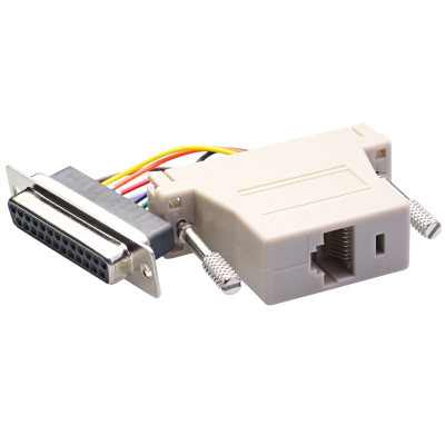Mod. 1921/25. Adaptador subD hembra 25c a modular hembra RJ45 (8P8C)