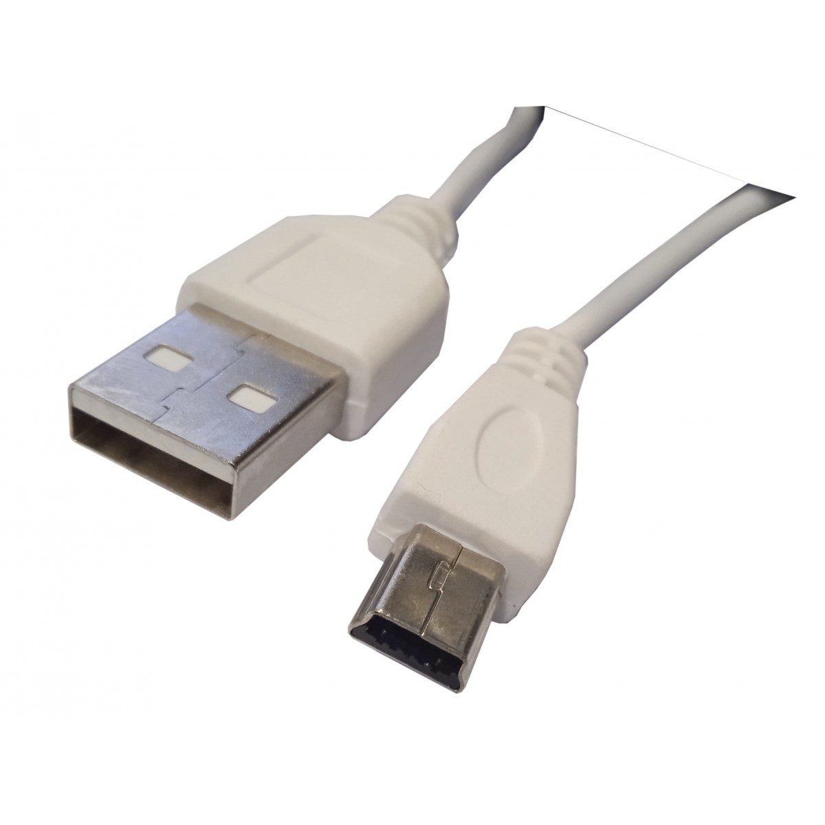 Mod. 1996-B/0.4. Conexión informática USB macho A a miniUSB macho B 5c, blanca. 0,4m.