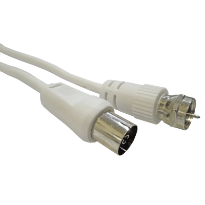 Mod. 1219-E. Conexión antena F macho a TV hembra, blanco. 1,5m.