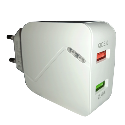 Mod. 3553-C. Cargador doble USB rápido QC3.0 para red