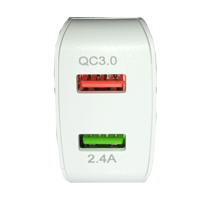 Mod. 3553-C. Cargador doble USB rápido QC3.0 para red