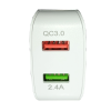 Mod. 3553-C. Cargador doble USB rápido QC3.0 para red