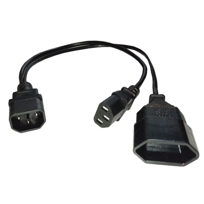 Mod. 1153. Prolongador IEC macho C14 a hembra C13+clavija plana. 0,5m.