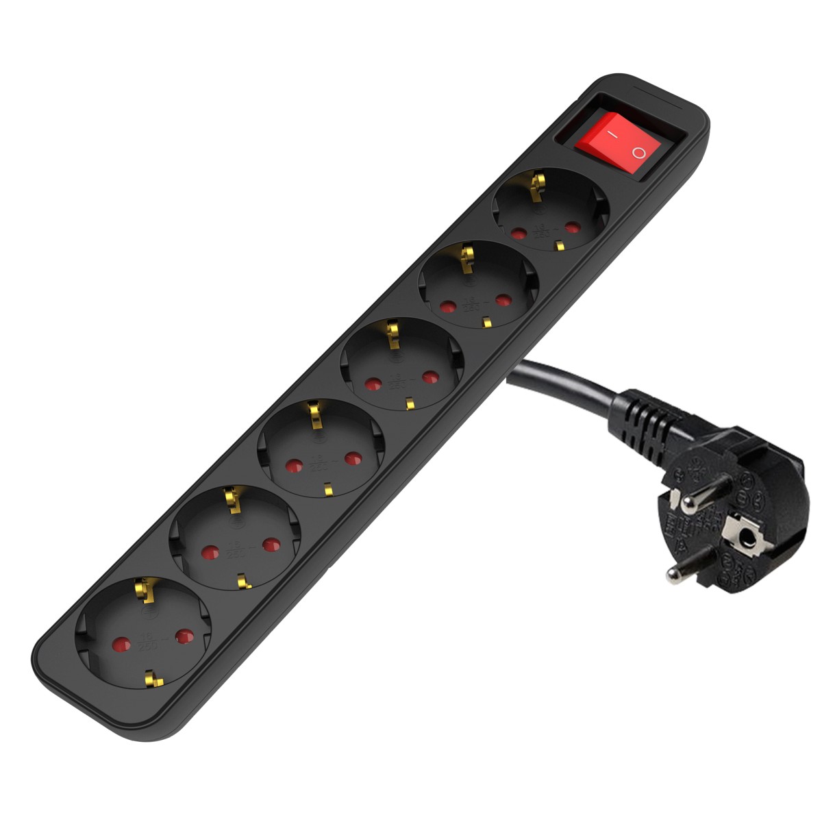 Mod. 5550/6-N. Base eléctrica macho a 6 hembras con cable Mod. 5550/6-N. Base eléctrica macho a 6 hembras con cable
