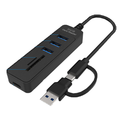Mod. 1993/4. Hub USB/USBC macho a hembras USB/USBC+lector tarjetas SD/TF