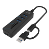 Mod. 1993/4. Hub USB/USBC macho a hembras USB/USBC+lector tarjetas SD/TF