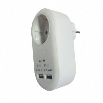 Mod. 5570. Cargador 220V a hembra con 2 tomas USB
