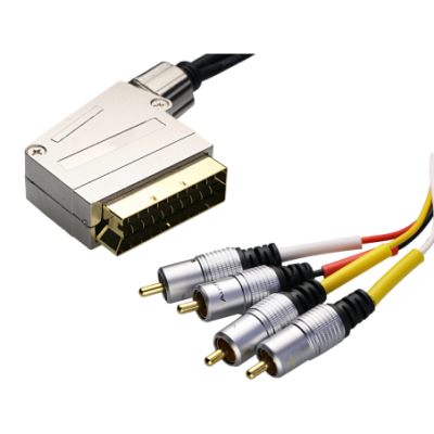 Mod. 1087-L. Conexión audio euroconector macho a 4 RCA