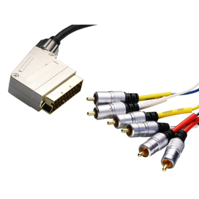 Mod. 1086-L. Conexión audio euroconector macho a 6 RCA