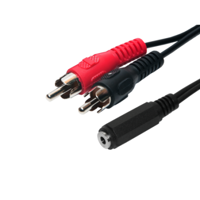 Mod. 1013-A. Conexión audio jack hembra 3.5mm a 2 RCA macho. 1,5m.