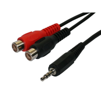 Mod. 1013-B. Conexión audio jack macho 3.5mm a 2 RCA hembra. 0,25m.