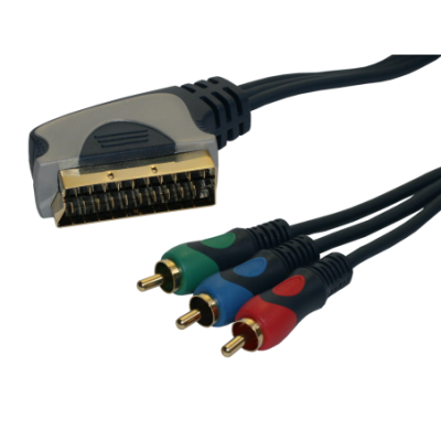 Mod. 1093-RGB. Conexión vídeo euroconector macho a 3 RCA macho. 1,5m